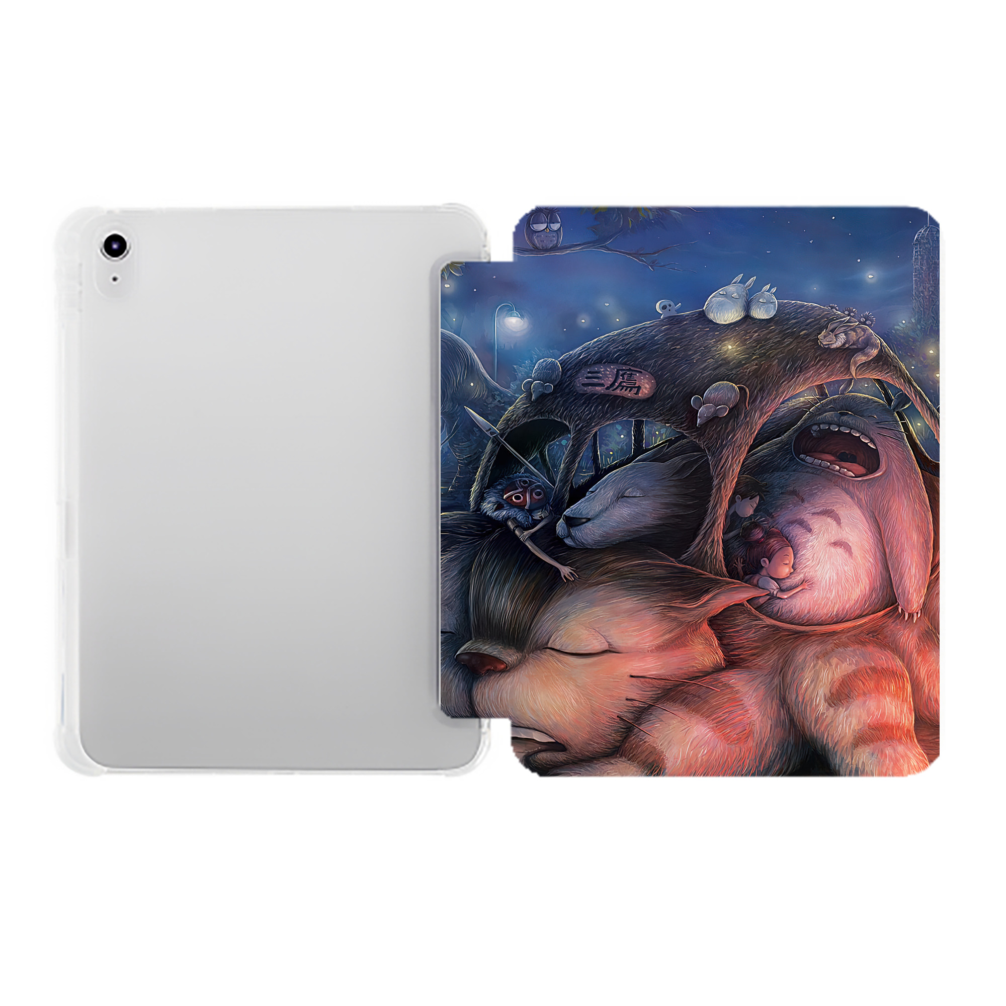 （画像用） となりのトトロ 草壁メイ 草壁サツキ My Neighbor Totoro Satsuki Kusakabe Mei Kusakabe IPad ケース ペン収納付き 三つ折りスタンド PUレザー×シリコン 対応機種9.5/10.5/10.9インチ